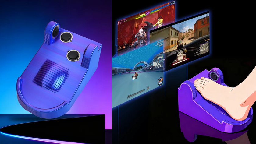 The Varmilo &#039;foot keyboard&#039; is seen floating beside a product illustration that demonstrates the peripherals intended use.