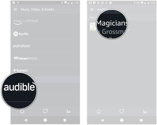 Tap Audible, tap the audibook you would like to listen to