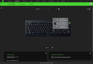 Razer Synapse keyboard customization settings screen for Razer BlackWidow V3 Pro