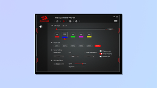 Screenshot of the Redragon M916 Pro driver application showing performance settings