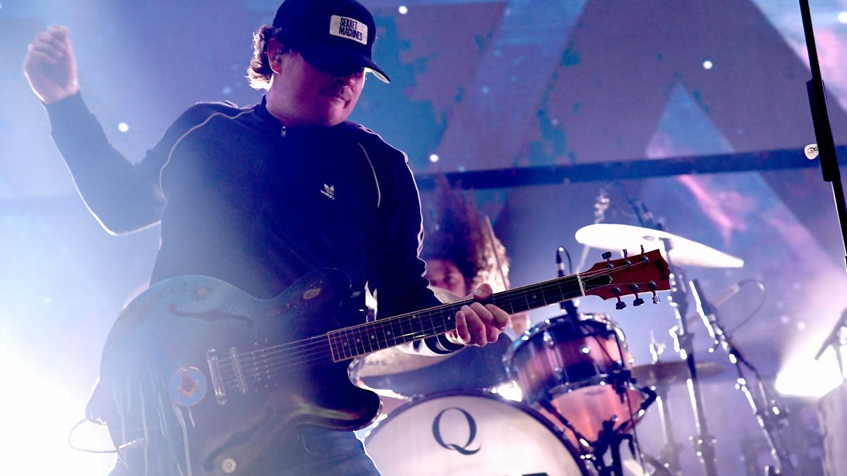 Tom DeLonge of Angels and Airwaves performs onstage during KROQ Absolut Almost Acoustic Christmas 2019 at Honda Center on December 7, 2019 in Anaheim, California.