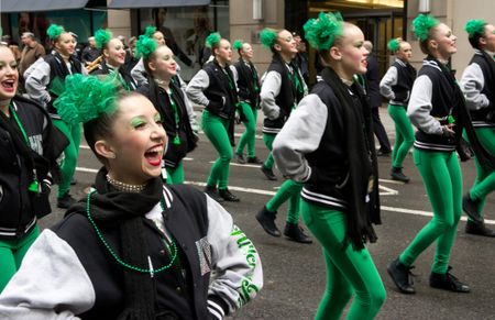 High School drill team from Utah marching in the St. Patrick's Day Parade in NYC