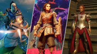 Left to right: Characters from survival crafting games Valheim, RuneScape: Dragonwilds, and Enshrouded