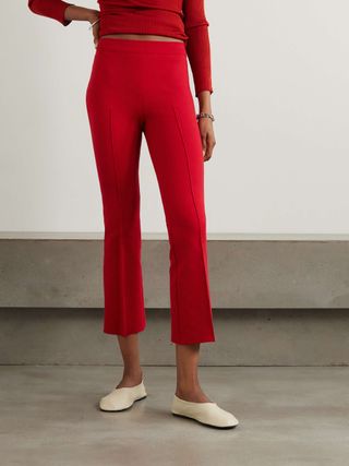 Kick Cropped Stretch-Cotton Flared Pants 