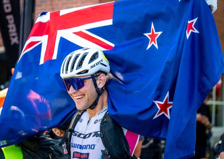 Cameron Jones celebrates victory at Little Sugar MTB in 2025, en route to winning overall series in Life Time Grand Prix