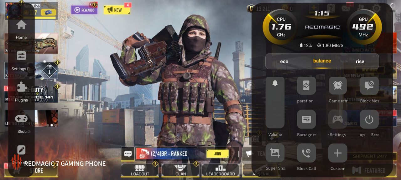 RedMagic 7 phone Game Space interface screenshot