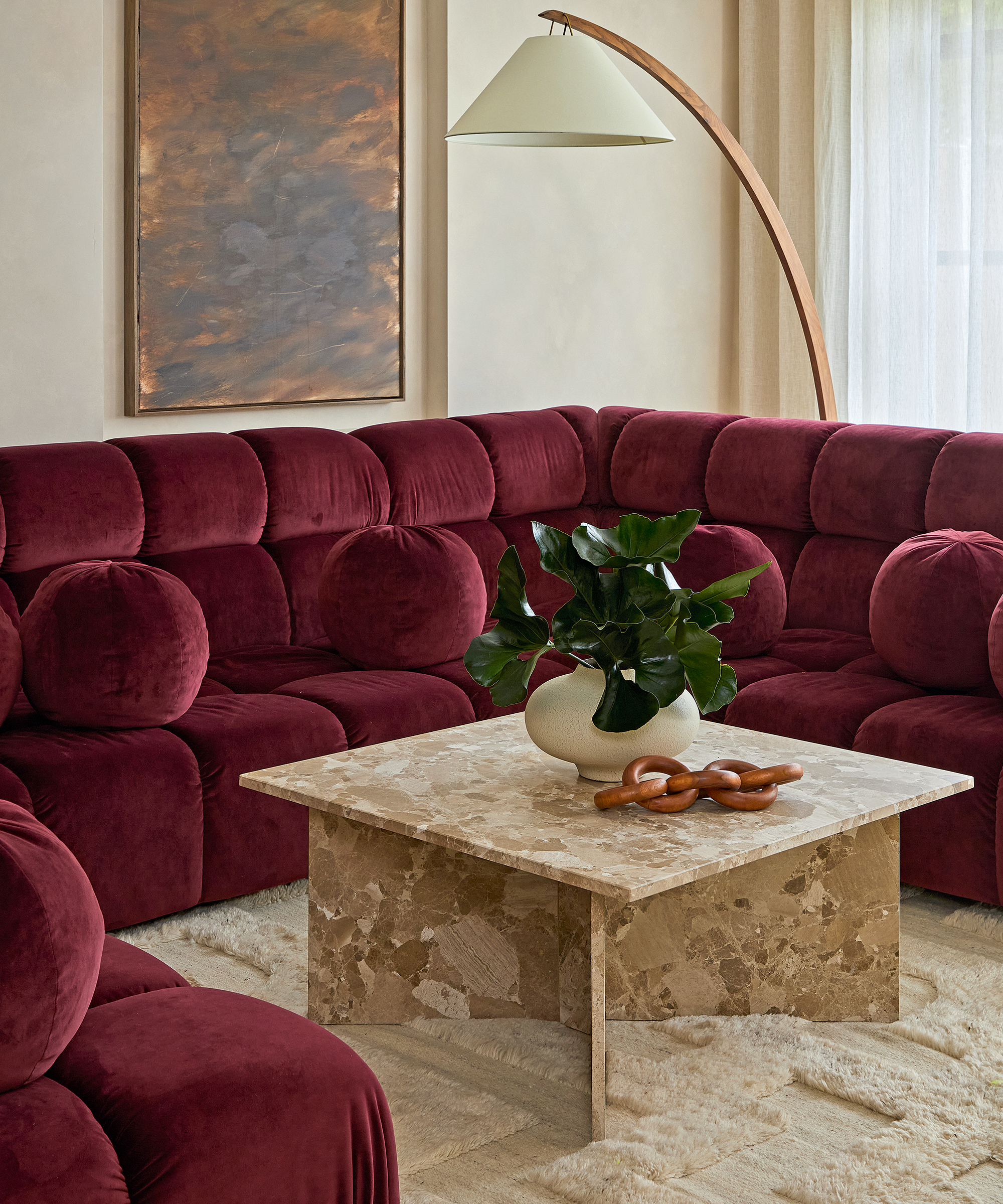 red camaleonda sofa in a living room
