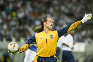 David Seaman in action for England against Sweden at the 2002 World Cup.