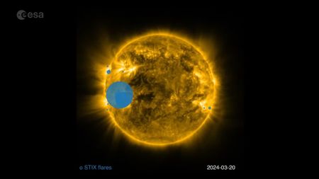 A screenshot of ESA's new animation and sonification of solar activity, based on data from the Solar Orbiter mission.