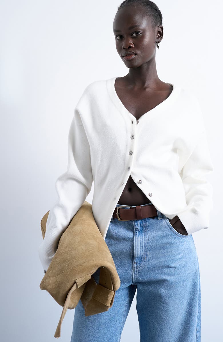 V-Neck Fitted Waist Cardigan