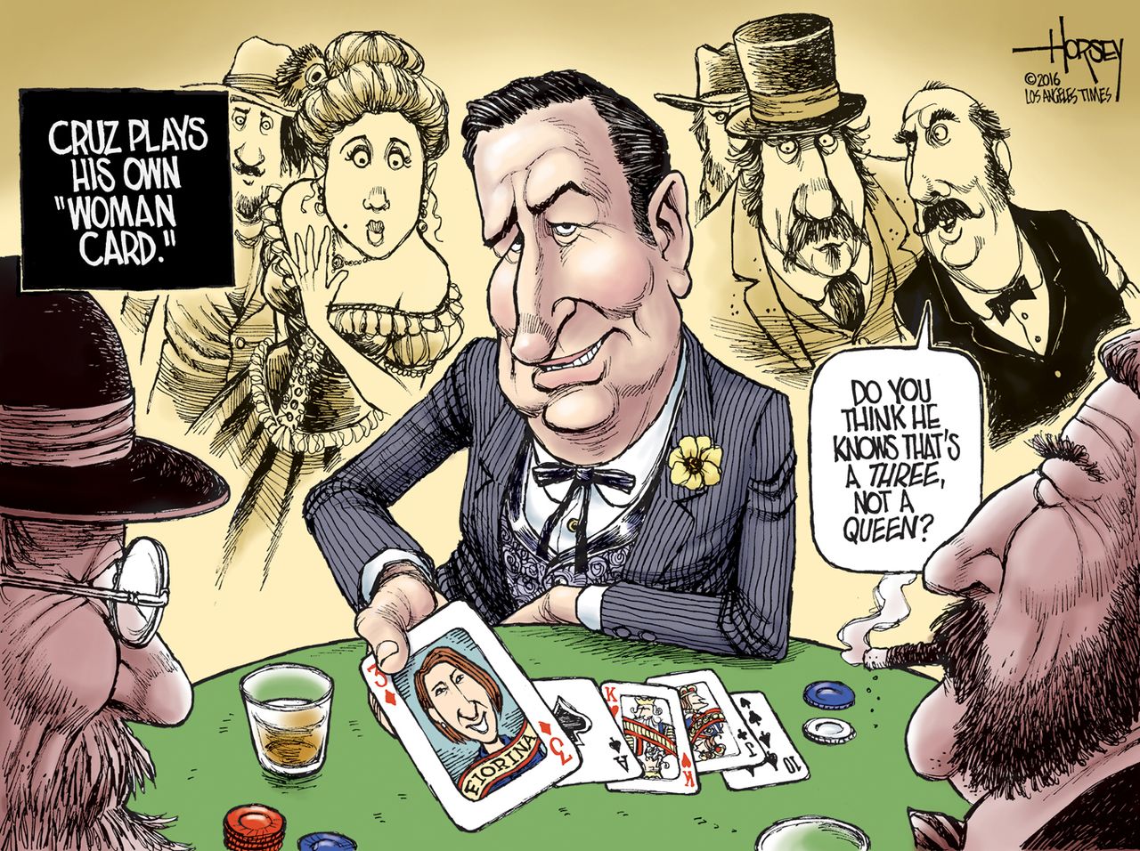 Political Cartoon U.S. Cruz Fiorina 2016