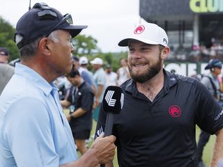 Tyrrell Hatton being interviewed after winning LIV Golf Nashville