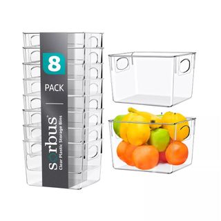 Sorbus 8 Pack Medium Clear Acrylic Storage Bins