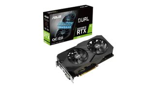 Asus Dual RTX 2060 12G Evo graphics card shown with box