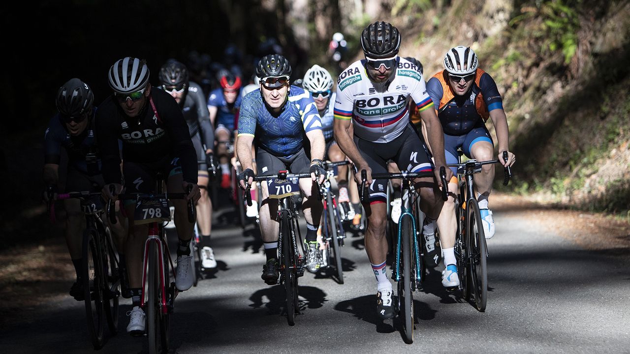 Peter Sagan climbs in Northern California