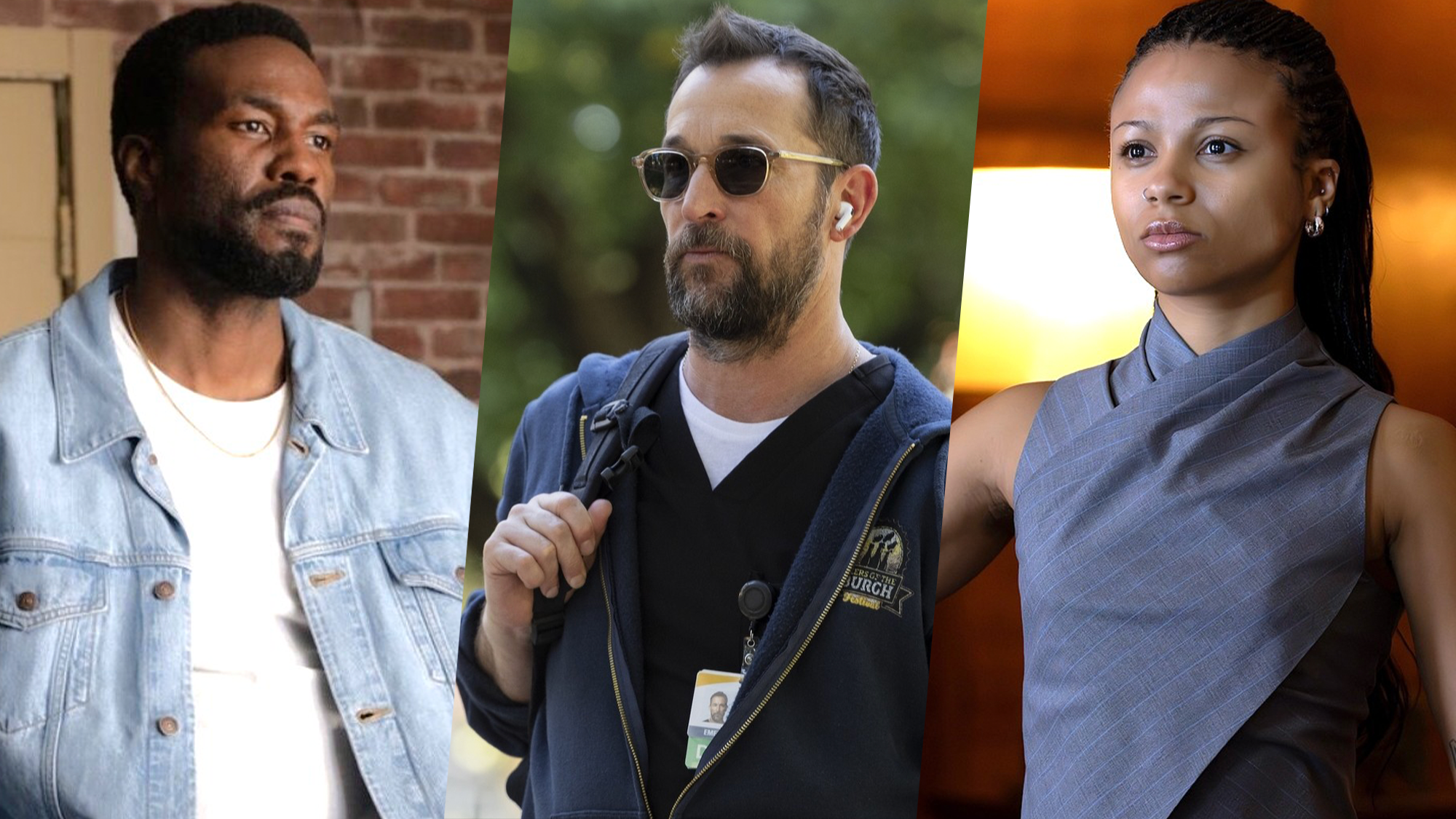 (L-R) Yahya Abdul-Mateen II in "Wonder Man"; Noah Wyle in "The Pitt"; Myha'la in "Industry."