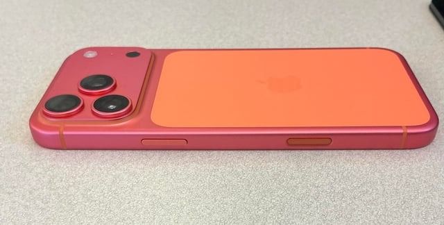 Pink iPhone 17 Pro discolored from cosmic orange