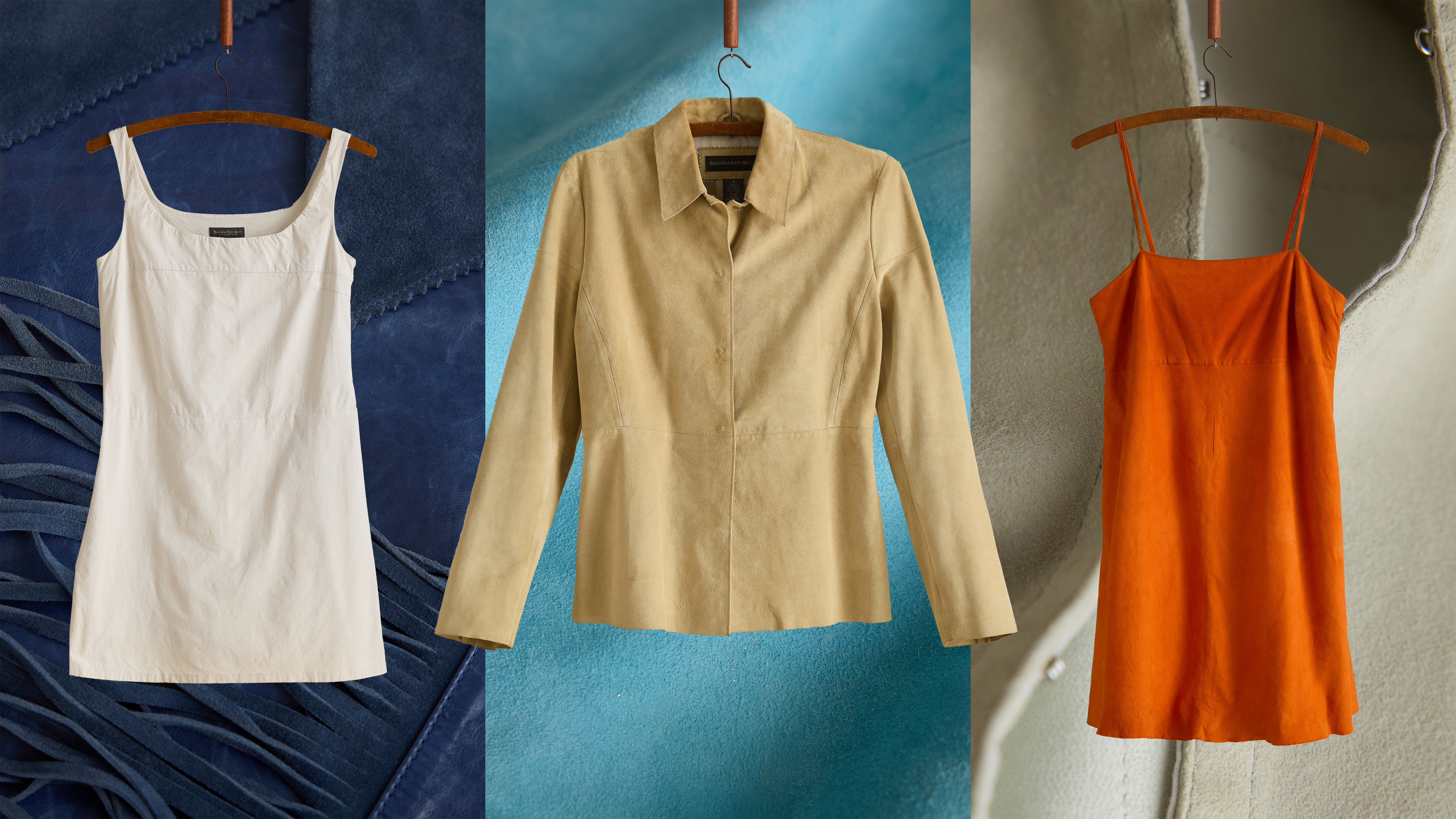 Clothing items from Banana Republic's vintage drop summer 2026.