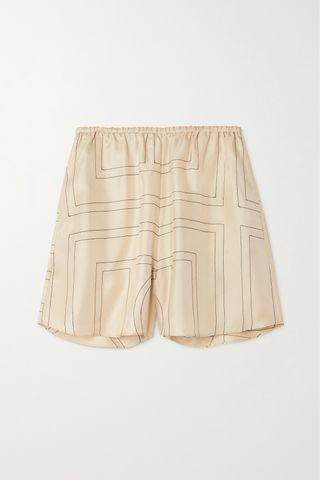 Silk embroidered shorts