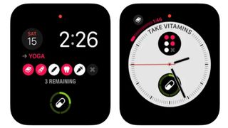 Streaks interface on two Apple Watch screens