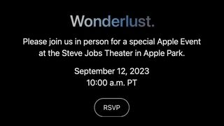 Der Text auf schwarzem Hintergrund aus der Einladung zum Apple Wonderlust Event