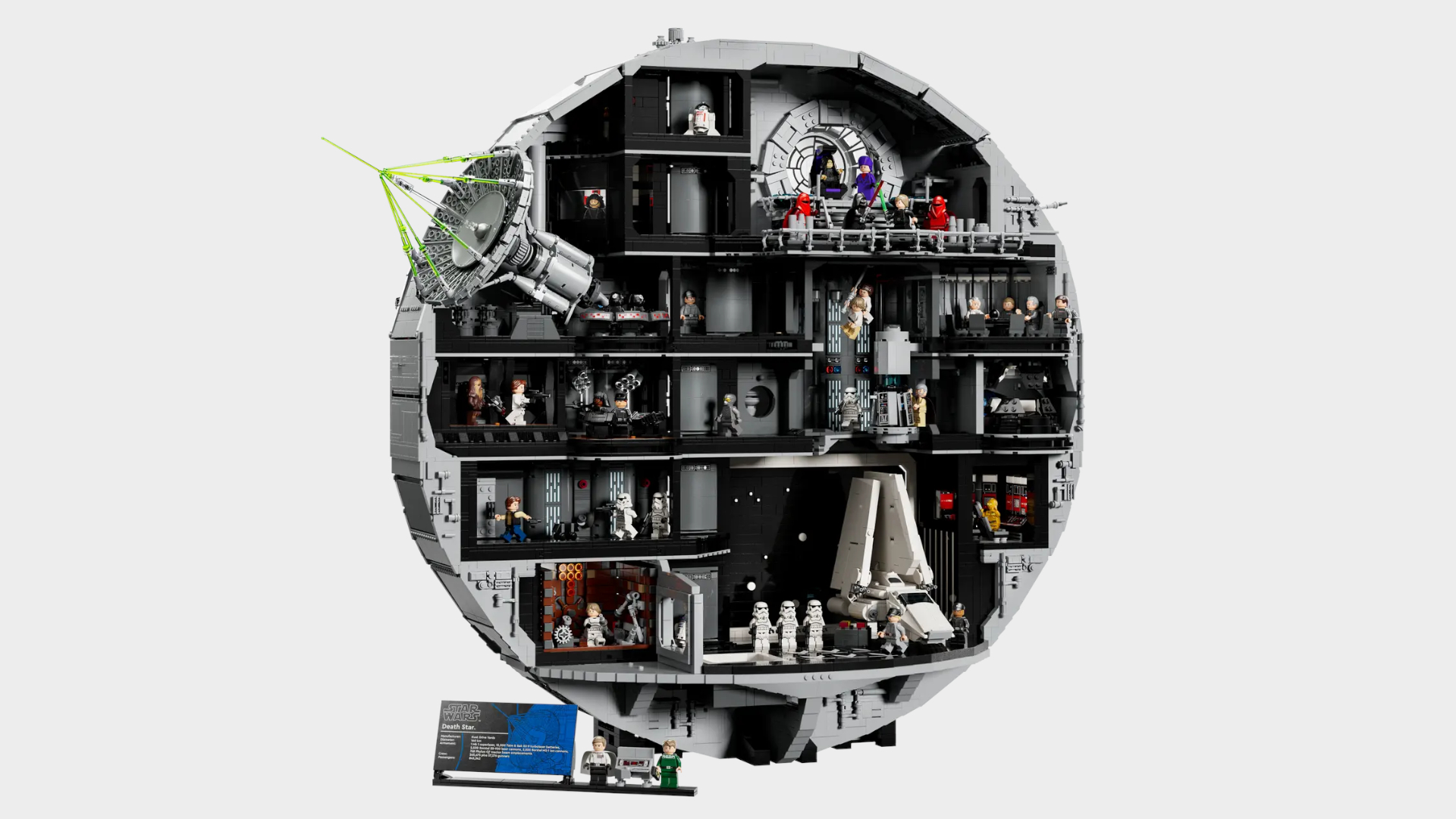 Lego Death Star set against a plain background