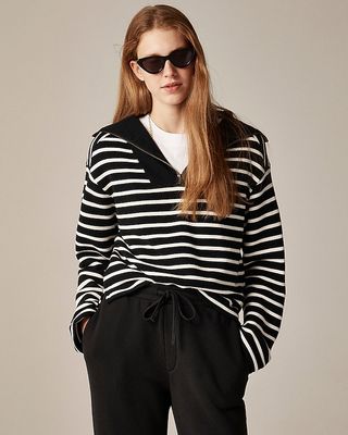 Heritage Terry Three-Quarter Zip Sweatshirt in Stripe