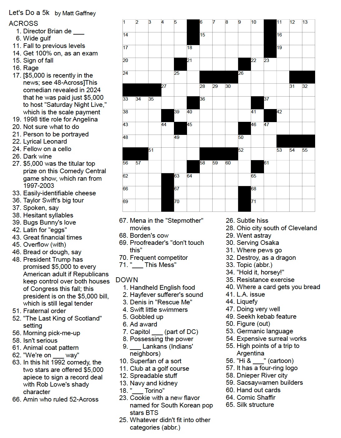 An unsolved crossword puzzle.