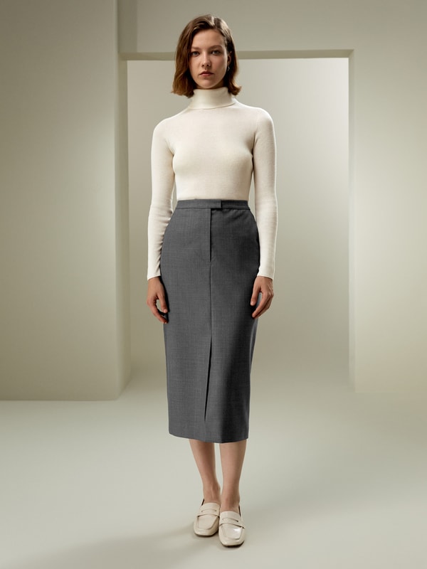 Modern Beauty Silk Wool Pencil Skirt